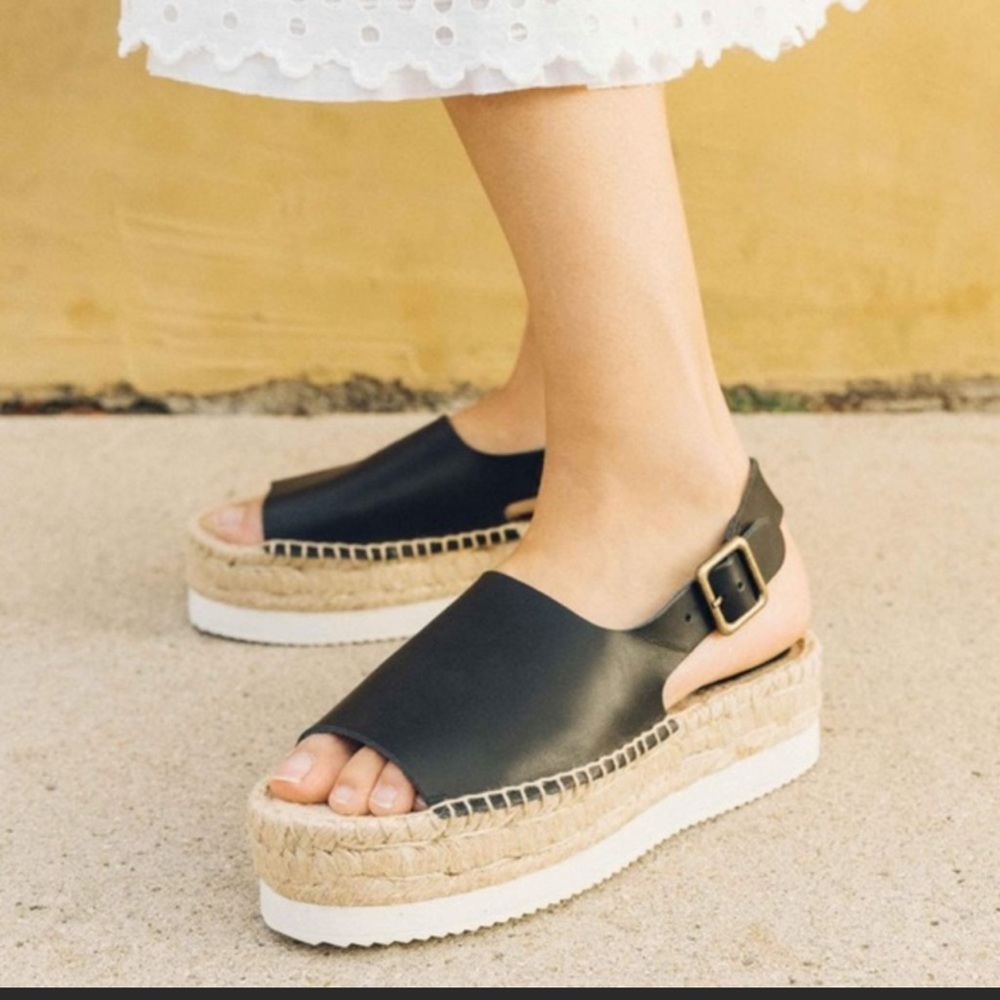 Soludos TILDA BLACK LEATHER SANDALS